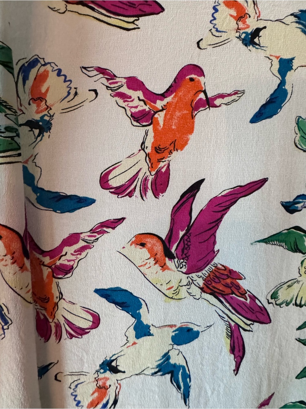 Maeve Anthropologie 100% Silk Hummingbird Print Button Down Blouse 0 - Picture 8 of 13